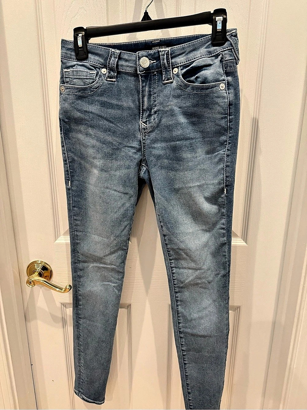 TRUE RELIGION Jennie Curvy Mid Rise Super Skinny Jeans Blue Waist 27